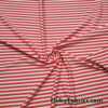 Dark Hot Coral and White Stripes Nylon Spandex Swimwear Fabric