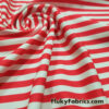 Dark Hot Coral and White Stripes Nylon Spandex Swimwear Fabric