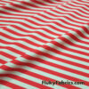 Dark Hot Coral and White Stripes Nylon Spandex Swimwear Fabric