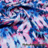 Fractal Ethnic Print in Cotton Candy Blue and Pink Colors Lightweight Nylon Spandex Fabric