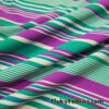Green, White and Magenta Thin and Wide Stripes Nylon Spandex Fabric