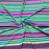 Green, White and Magenta Thin and Wide Stripes Nylon Spandex Fabric