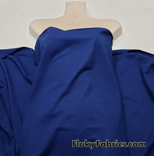 Heathered Black and Dark Royal Deep Sea Blue Athletic Poly Spandex Fabric
