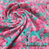 Pink Flamingos and Dark Aqua Background Print on Swimsuit Nylon Spandex Fabric