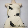 Black Panther / Jaguar Print on Cream Ponte de Roma Knit Fabric Cuts 28″x36″
