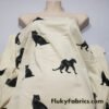 Black Panther / Jaguar Print on Cream Ponte de Roma Knit Fabric Cuts 28″x36″