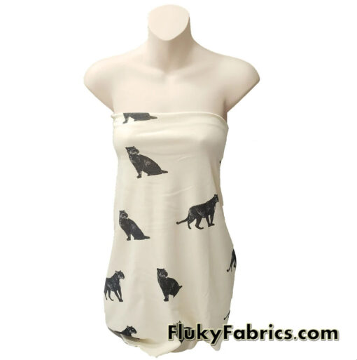 Black Panther / Jaguar Print on Cream Ponte de Roma Knit Fabric Cuts 28″x36″
