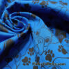 French Bulldog Faces and Paws Print on Azure Blue Cotton Stretch Twill Woven Fabric