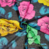 Giant Roses in Bright Neon Colors Print on Black Stretch Mesh Poly Spandex Fabric