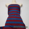 Red and Blue Desaturated Stripes on Cotton Slub Jersey Knit Fabric