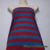 Red and Blue Desaturated Stripes on Cotton Slub Jersey Knit Fabric
