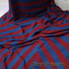Red and Blue Desaturated Stripes on Cotton Slub Jersey Knit Fabric