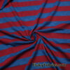 Red and Blue Desaturated Stripes on Cotton Slub Jersey Knit Fabric