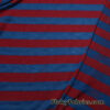 Red and Blue Desaturated Stripes on Cotton Slub Jersey Knit Fabric