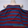 Red and Blue Desaturated Stripes on Cotton Slub Jersey Knit Fabric