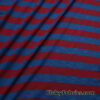 Red and Blue Desaturated Stripes on Cotton Slub Jersey Knit Fabric