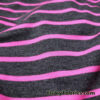 Bright Pink Stripes on Charcoal Rayon Spandex Jersey Knit Fabric