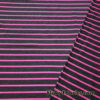 Bright Pink Stripes on Charcoal Rayon Spandex Jersey Knit Fabric