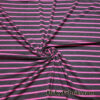 Bright Pink Stripes on Charcoal Rayon Spandex Jersey Knit Fabric