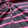 Bright Pink Stripes on Charcoal Rayon Spandex Jersey Knit Fabric