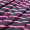 Bright Pink Stripes on Charcoal Rayon Spandex Jersey Knit Fabric