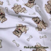 Cute Tan Bulldogs Print Cotton Rib Fabric