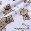 Cute Tan Bulldogs Print Cotton Rib Fabric
