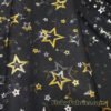 Gold and Silver Foil Stars on 2-Way Stretch Black Mesh Fabric by the Yard at flukyfabrics.com