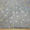 Gold and Silver Foil Stars on 2-Way Stretch Black Mesh Fabric