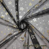 Gold and Silver Foil Stars on 2-Way Stretch Black Mesh Fabric