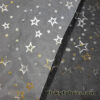 Gold and Silver Foil Stars on 2-Way Stretch Black Mesh Fabric