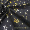 Gold and Silver Foil Stars on 2-Way Stretch Black Mesh Fabric