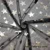 Silver Foil Stars on 2-Way Stretch Black Mesh Fabric