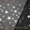Silver Foil Stars on 2-Way Stretch Black Mesh Fabric