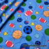 Sport Balls On a Blue Background Cotton Jersey Fabric