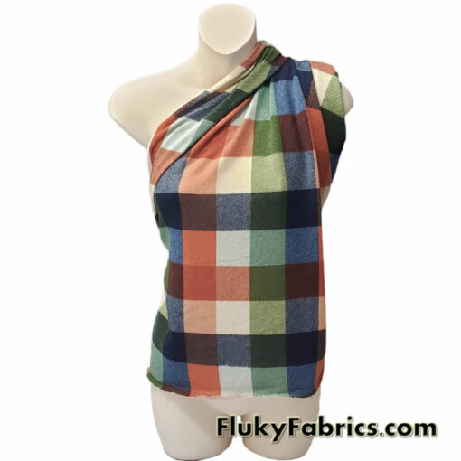 Warm Colorway Big Plaid Sweater Knit Hacci Fabric