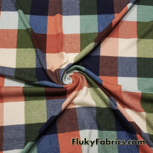 Warm Colorway Big Plaid Sweater Knit Hacci Fabric