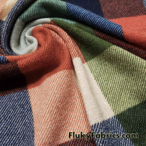 Warm Colorway Big Plaid Sweater Knit Hacci Fabric