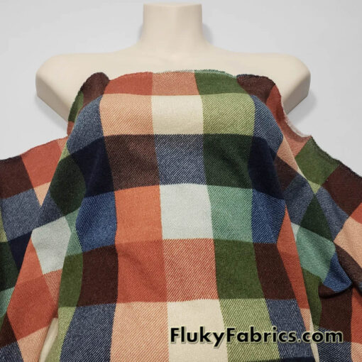 Warm Colorway Big Plaid Sweater Knit Hacci Fabric