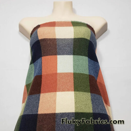 Warm Colorway Big Plaid Sweater Knit Hacci Fabric