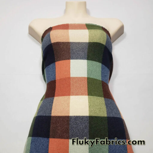 Warm Colorway Big Plaid Sweater Knit Hacci Fabric