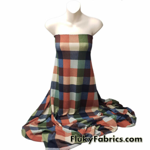 Warm Colorway Big Plaid Sweater Knit Hacci Fabric