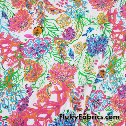 Colorful Watercolor Coral Reef Abstract Print Jersey Supima Micromodal Spandex Knit Fabric