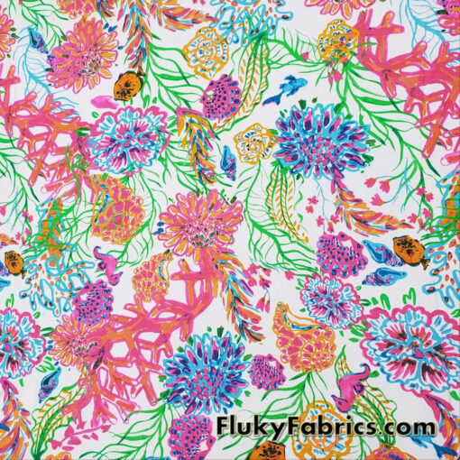 Colorful Watercolor Coral Reef Abstract Print Jersey Supima Micromodal Spandex Knit Fabric