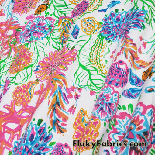 Colorful Watercolor Coral Reef Abstract Print Jersey Supima Micromodal Spandex Knit Fabric