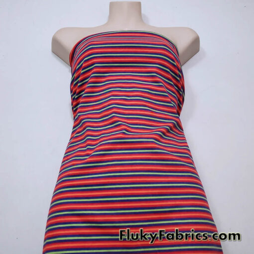 Halloween Striped 100% Cotton Jersey Knit Fabric – Lime Green, Royal Purple, Red, and Orange