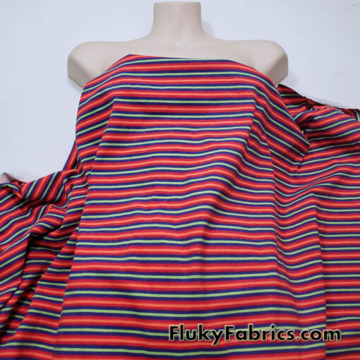 Halloween Striped 100% Cotton Jersey Knit Fabric – Lime Green, Royal Purple, Red, and Orange