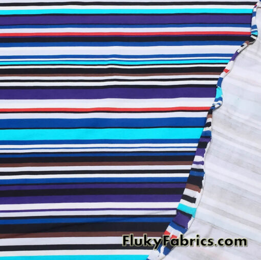 Multi Stripe Cool Colors Cotton Spandex Jersey Knit Fabric