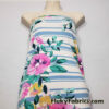 Pink and Yellow Flowers with Blue Stripes DBP Print Double Brushed Polyester Spandex Apparel Stretch Fabric