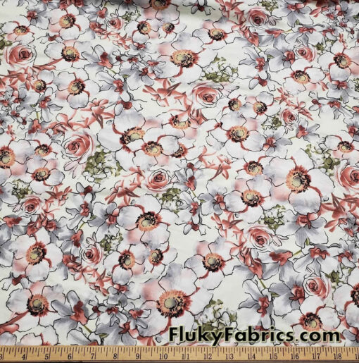 Romantic Flower Mix Cotton Spandex